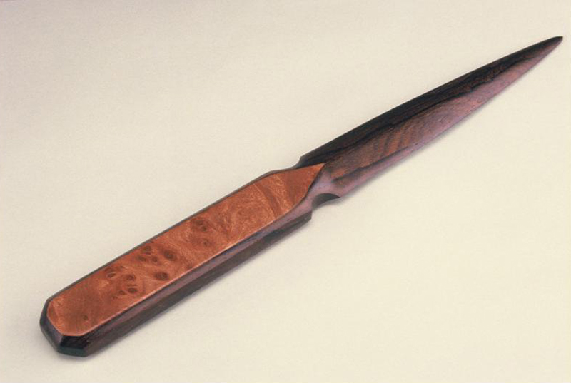 Letter Opener, Elm Burl on Ziricote